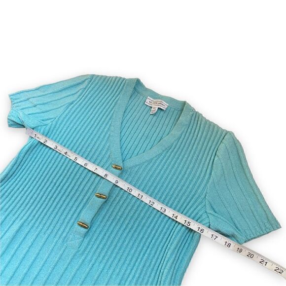 ST. John Sport Blue Green Ribbed Stretch Knit Short Sleeve Dress Dress | Small - Picture 11 of 15